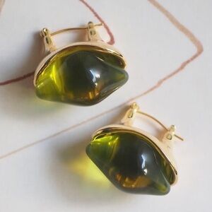 Green resin vintage inspired hoops